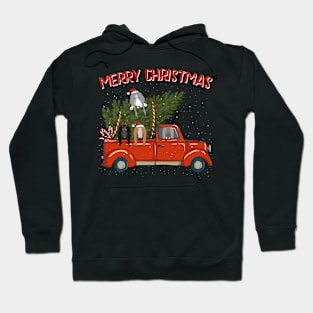 Afghan hound Xmas Vintage Red Pickup Hoodie